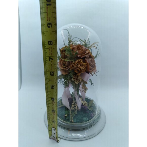 Natural Freeze Dried Rose Floral Arrangement In Glass Cloche 9" - Picture 5 of 12